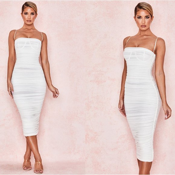 House of CB 'Sirene' Gathered Organza Mesh Dress NWOT - Picture 3 of 9